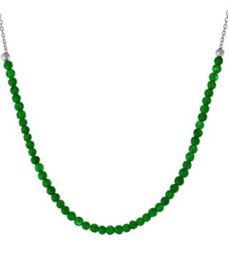 Giani Bernini - Green Agate Beaded Collar Necklace in Sterling Silver, 16" + 2" extender, (Also in Rose Quartz, Jasper, & Red Jasper)
