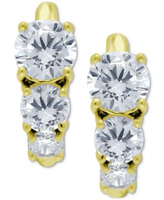 Giani Bernini - Cubic Zirconia Graduated Small Huggie Hoop Earrings, 0.625"