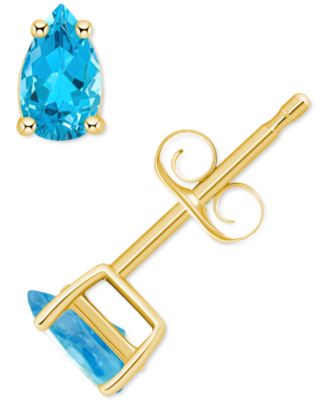 Macy's - Blue Topaz Pear Stud Earrings (1/2 ct. t.w.) in 14k Gold