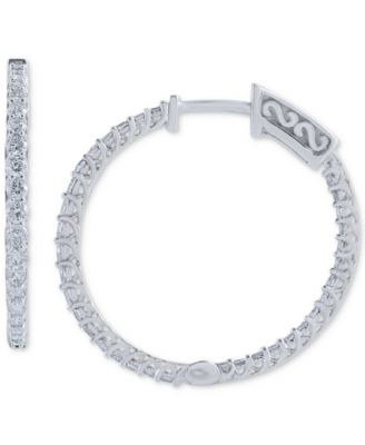 Macy's - Diamond Small Hoop Earrings (1 ct. t.w.) in 14k White Gold
