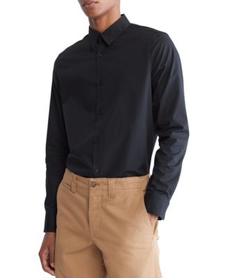 Calvin Klein - Men's Slim-Fit Stretch Monogram Embroidered Button-Down Shirt