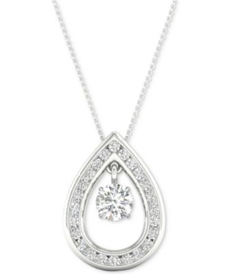 Macy's - Diamond Orbital Teardrop Halo Pendant Necklace (1/3 ct. t.w.) in 10k White Gold, 16" + 2" extender