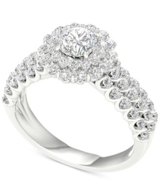 Macy's - Diamond Flower Halo Multirow Engagement Ring (1-1/2 ct. t.w.) in 14k White Gold