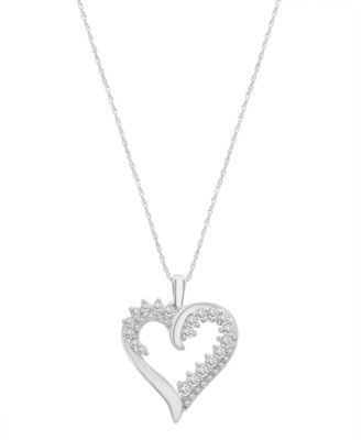 Macy's - Diamond Open Heart 18" Pendant Necklace (1/2 ct. t.w.)