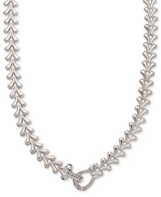 Macy's - Diamond Horseshoe Heart Link 18" Collar Necklace (1/4 ct. t.w.) in Sterling Silver