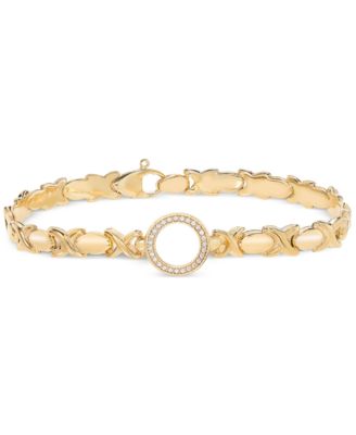 Macy's - Diamond Circle Stampato Link Bracelet (1/6 ct. t.w.) in 14k Gold-Plated Sterling Silver