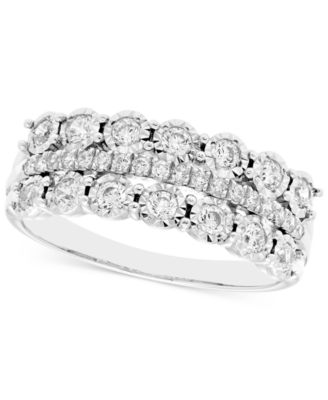 Macy's - Diamond Illusion Three Row Band (1/2 ct. t.w.) in 14k White Gold