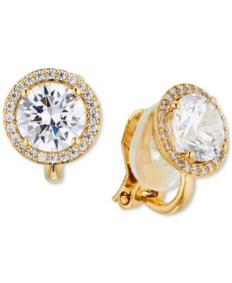 Eliot Danori - Gold-Tone Crystal Halo Clip Earrings