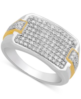 Macy's - Men's Diamond Cluster Ring (1 ct. t.w.) in 10k Two-Tone Gold