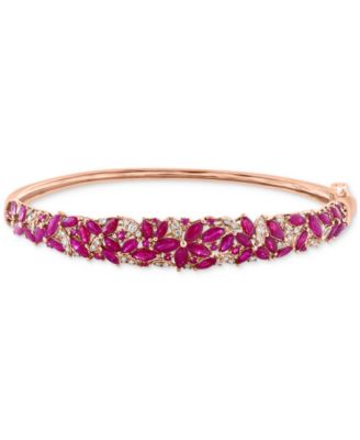 EFFY Collection - Ruby (4-7/8 ct. t.w.) & Diamond (1/3 ct. t.w.) Cluster Bangle Bracelet in 14k Rose Gold