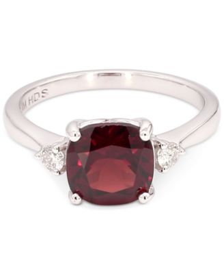 Macy's - Garnet (2 ct. t.w.) & Diamond (1/8 ct. t.w.) Ring in 10k White Gold