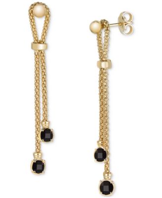 Macy's - Onyx Popcorn Chain Link Drop Earrings in 14k Gold-Plated Sterling Silver