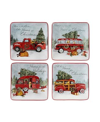 Certified International - Home for Christmas 4-Pc. Canape Plate asst.