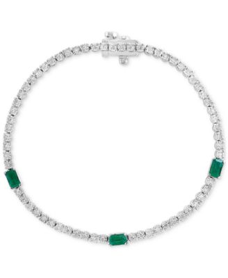 EFFY Collection - Emerald (3/4 ct. t.w.) & Diamond (1/2 ct. t.w.) Tennis Bracelet in Sterling Silver