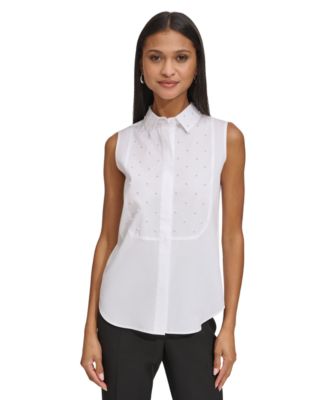 KARL LAGERFELD PARIS - Women's Embellished Bib Shirt