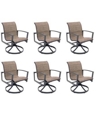 Agio - Wythburn Mix and Match Sleek Sling Outdoor Swivel Chairs, Set of 6