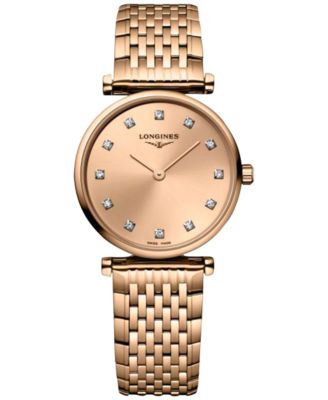 Longines - Women's Swiss La Grande Classique de  Diamond (1/20 ct. t.w.) Rose Gold PVD Bracelet Watch 24mm