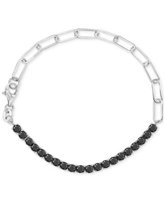 Macy's - Black Spinel Open Link Bracelet (4 ct. t.w.) in Sterling Silver