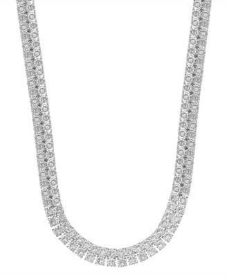 Macy's - Men's Diamond 24" Double Row Necklace (1 ct. t.w.) in Sterling Silver or 14k Gold-Plated Silver