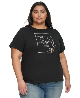 KARL LAGERFELD PARIS - Plus Size Pin Logo Short-Sleeve T-Shirt