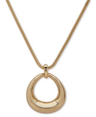 Anne Klein - Gold-Tone Open Oval Pendant Necklace, 16" + 3" extender