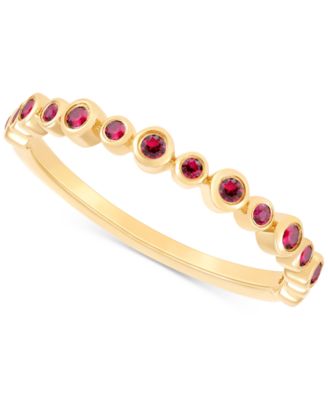 Macy's - Lab-Grown Ruby Bezel Ring (1/4 ct. t.w.) in 14k Gold-Plated Sterling Silver