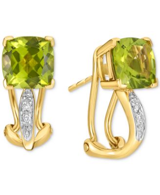 Macy's - Peridot (2-1/2 ct. t.w.) & Diamond Accent Statement Earrings in 14k Gold