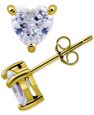 Giani Bernini - Cubic Zirconia Heart Solitaire Stud Earrings