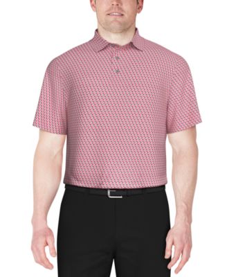 PGA TOUR - Men's Textured Short Sleeve Stretch Performance Geo Print Polo Shirt