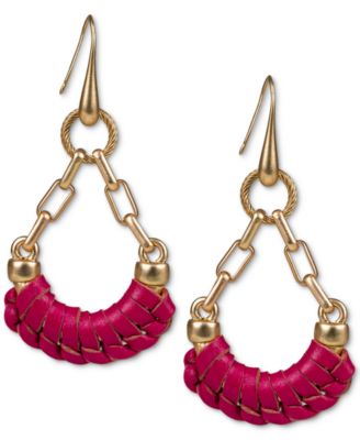 Patricia Nash - Gold-Tone Leather-Wrapped Open Drop Earrings