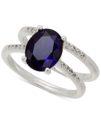 Charter Club - Silver-Tone Cubic Zirconia & Crystal Oval Double Band Ring