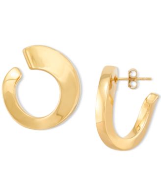 Macy's - Polished Graduated Twisted Circle Small Hoop Earrings in 14k Gold, 1"