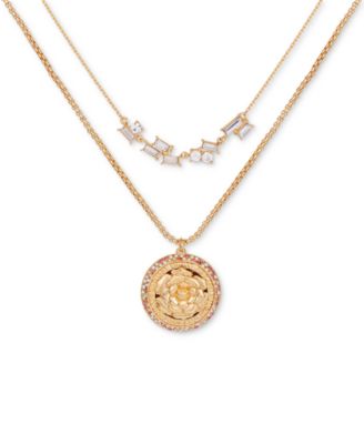 GUESS - Gold-Tone Crystal & Flower Layered Pendant Necklace, 18" + 2" extender