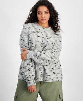 And Now This - Trendy Plus Size Flecked-Knit Cardigan