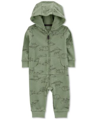 Carter's - Baby Boy Dinosaur Pattern Hooded Zipper Jumpsuit