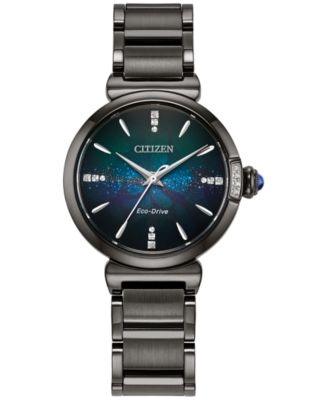 Citizen - Women's L Mae Diamond Accent Gray-Tone Stainless Steel Bracelet Watch 30mm