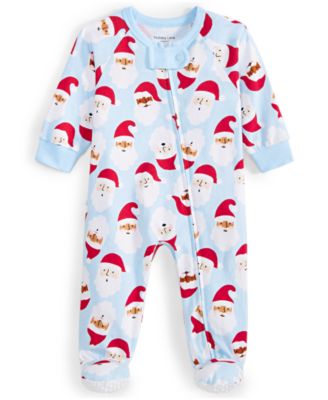 Holiday Lane - Baby 1-Piece Santa Toss Cotton Footed Pajamas