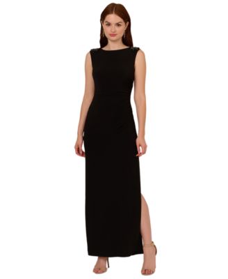 Adrianna Papell - Women's Beaded-Shoulder Sleeveless Gown