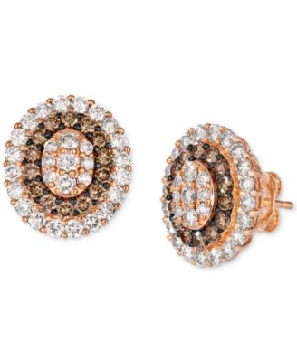 Le Vian - Chocolate Diamond & Nude Diamond Halo Cluster Stud Earrings (2 ct. t.w.) in 14k Rose Gold