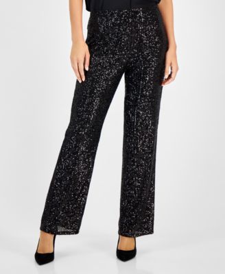 Vince Camuto - Women's Pull-On Sequined Flared Pants