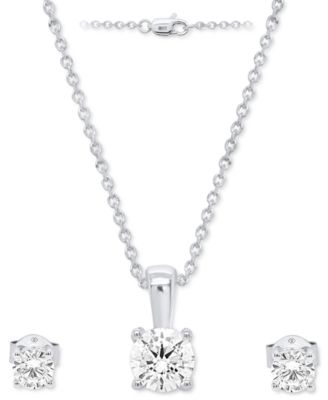 Forever Grown Diamonds - 2-Pc. Set Lab Grown Diamond Pendant Necklace & Matching Stud Earrings (1 ct. t.w.)