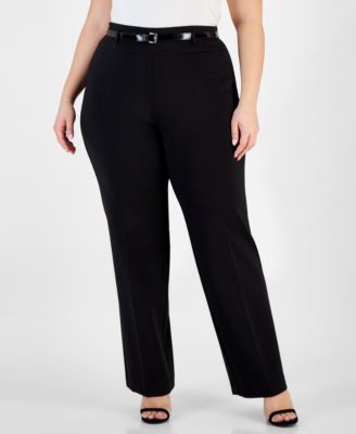 Kasper - Plus Size Compression High-Rise Belted Pants