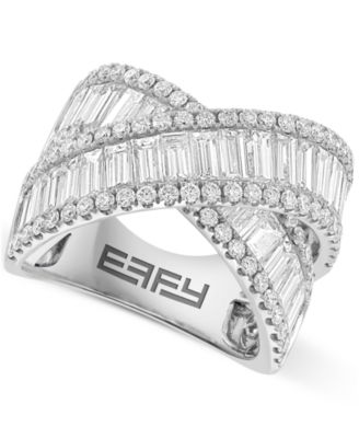 EFFY Collection - Lab Grown Diamond Baguette & Round Crossover Statement Ring (5-1/10 ct. t.w.) in 14k White Gold