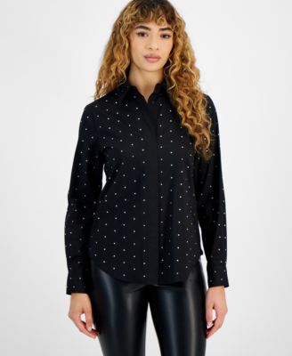 Bar III - Women's Embellished Button-Front Shirt