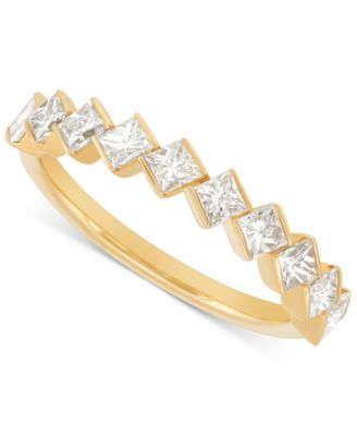 Macy's - Diamond Princess-Cut Diagonal Set Ten Stone Band (1 ct. t.w.) in 14k Gold
