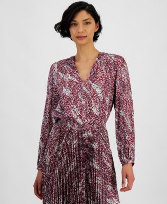 BOSS Orange - Women's Printed V-Neck Long-Sleeve Blouse