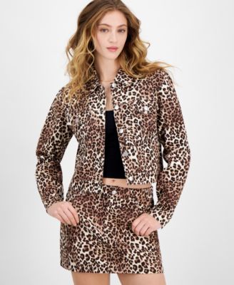 Ultra Flirt - Juniors' Cotton Leopard-Print Twill Jacket