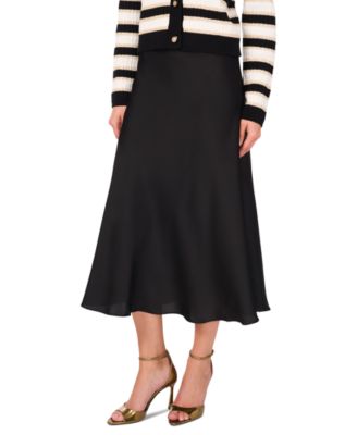 CeCe - Women's A-line Side-Zip Satin Midi Skirt