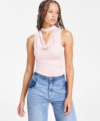 Bar III - Cowlneck Sleeveless Bodysuit