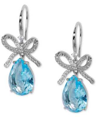 Eliot Danori - Silver-Tone Yellow Cubic Zirconia Bow Drop Earrings